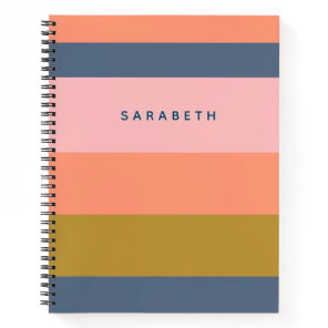 Stylish Modern Stripes in Pretty Earth Tones Name Notebook
