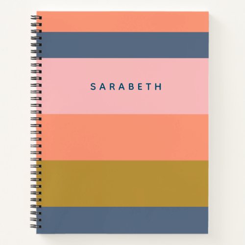 Stylish Modern Stripes in Pretty Earth Tones Name Notebook