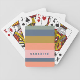 Stylish Modern Stripes in Pretty Earth Tones Name Playing Cards