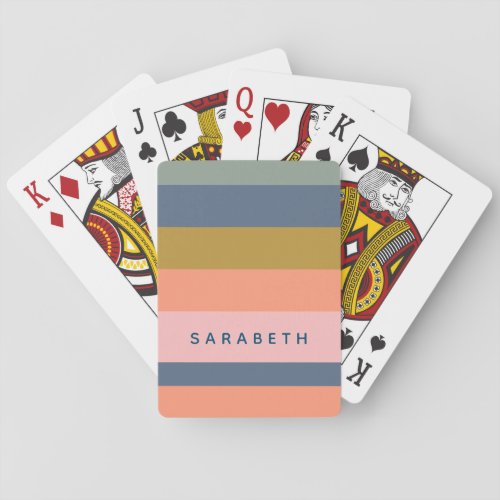 Stylish Modern Stripes in Pretty Earth Tones Name Playing Cards