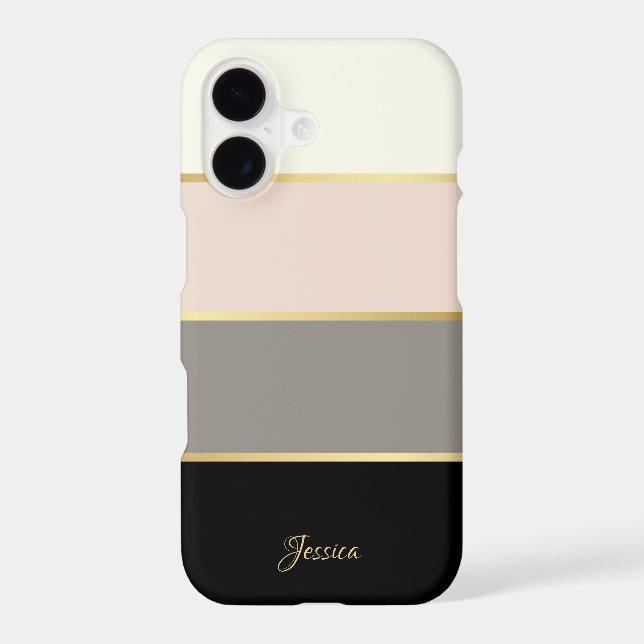 Stylish Modern Stripes Pattern with Name Iphone Case (Back)