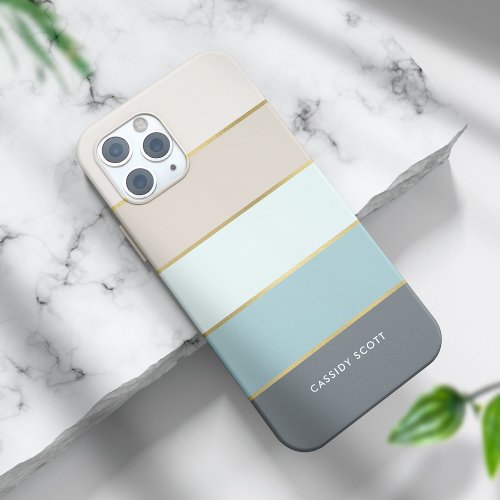 Stylish Modern Stripes Personalized iPhone 15 Pro Case