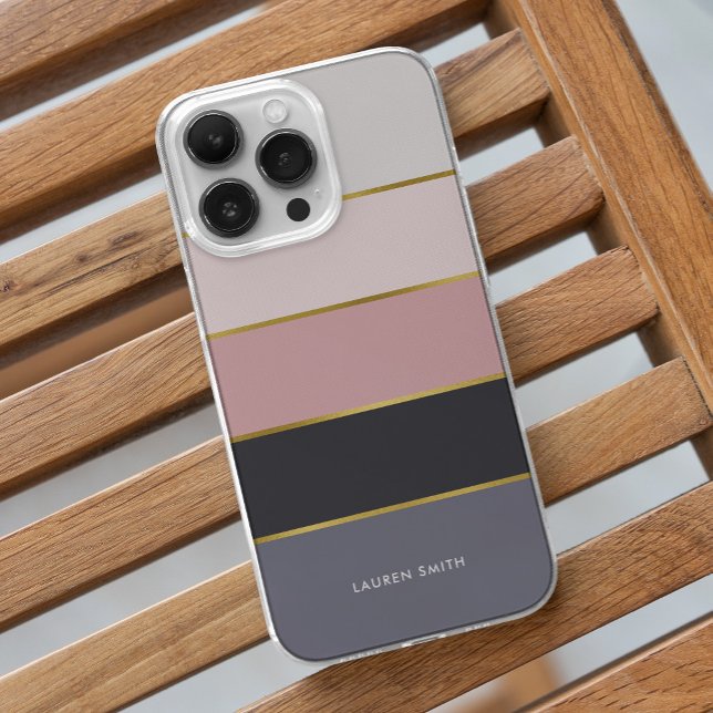 Stylish Modern Stripes Personalized iPhone 15 Pro Max Case (Creator Uploaded)