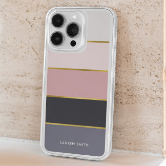 Stylish Modern Stripes Personalized iPhone 15 Plus Case