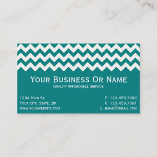 Stylish Modern Teal Blue White Chevron Business Card