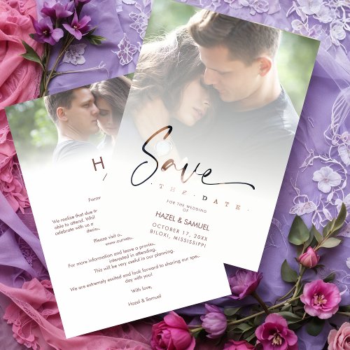 Stylish Modern Transparency Wedding 2 Photos  Save The Date