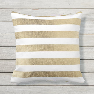 Stylish modern trendy faux gold foil stripes throw pillow