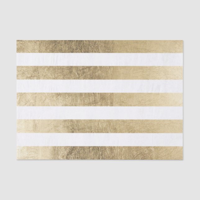 Stylish modern trendy faux gold foil stripes tissue paper (Front)