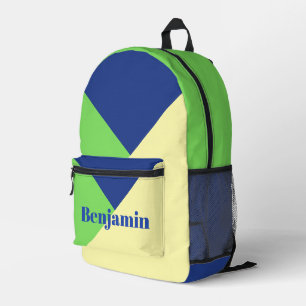 Stylish Modern Trendy Navy blue Custom Name Printed Backpack