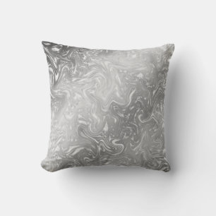 stylish, modern, trendy, silver and white throw pillow