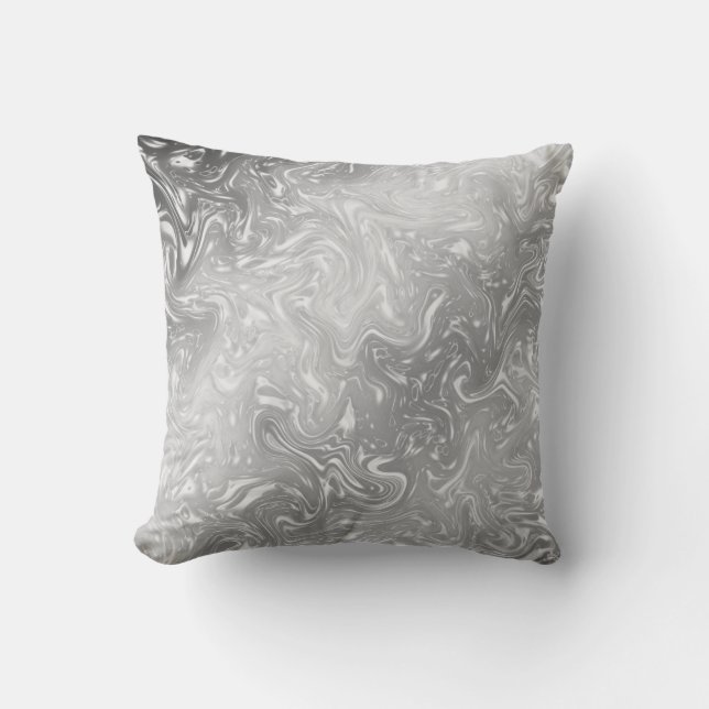 stylish, modern, trendy, silver and white throw pillow (Front)