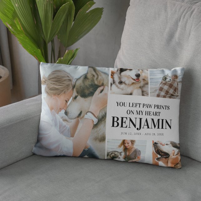 Stylish Modern Tribute Quote Photo Pet Remembrance Accent Pillow (Creator Uploaded)