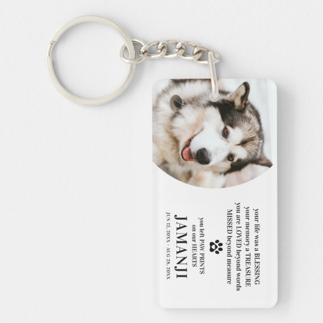 Stylish Modern Tribute Quote Photo Pet Remembrance Keychain (Front)