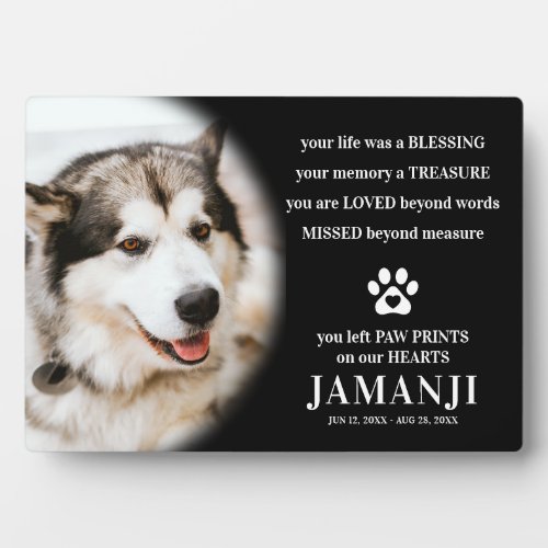 Stylish Modern Tribute Quote Photo Pet Remembrance Plaque