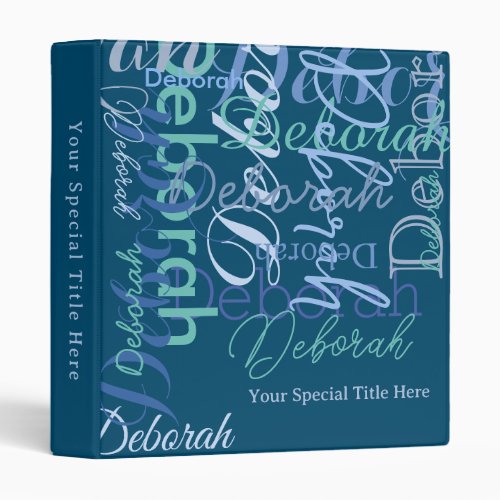 Stylish Modern Typography Blue Names 3 Ring Binder