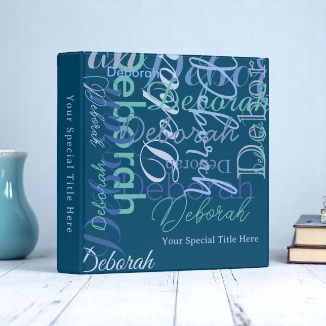 Stylish Modern Typography Blue Names 3 Ring Binder (Creator Uploaded)