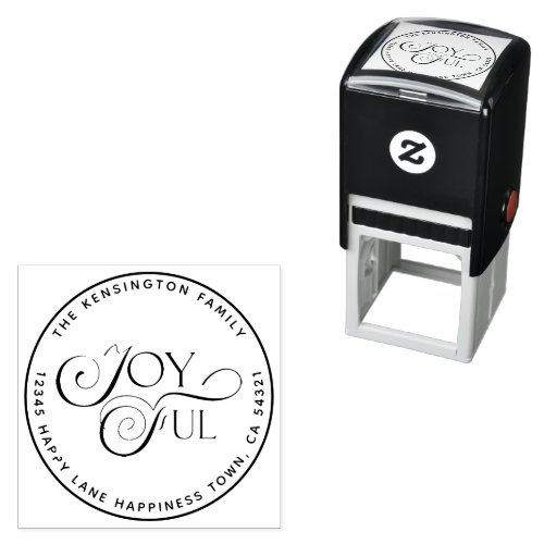 Stylish Modern Typography Joyful Holiday Address Self_inking Stamp