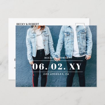 Stylish Modern Typography Photo Save the Date Announcement Postcard
