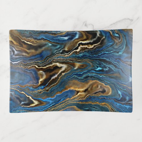 Stylish Modern Unique Marble Swirls Motif Trinket Tray