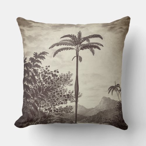 Stylish Modern Vintage Jungle Bohemian Gray Tones Throw Pillow