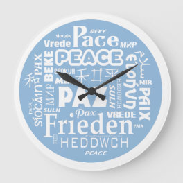 Stylish modern wall clock PEACE multiple language