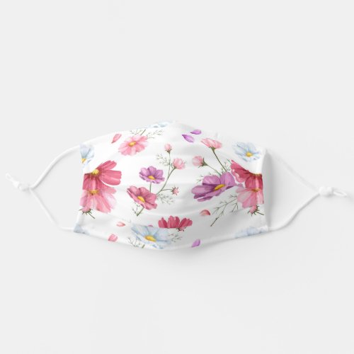 Stylish Modern Watercolor Floral Cosmos Pattern Adult Cloth Face Mask