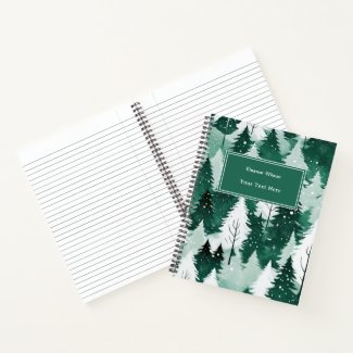 Stylish Modern Watercolor Winter Trees Snow