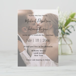 stylish modern wedding faded photo invitation