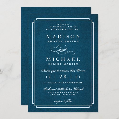 Stylish Modern Wedding White Script Invitation