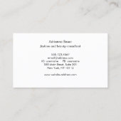 Stylish Modern White and Turquoise Leaves Pattern Business Card (Back)