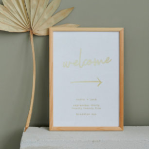 Stylish Modern White Direction Welcome Gold Foil Prints