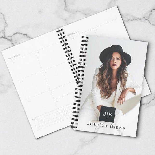 Stylish Modern Woman Entrepreneur Photo Monogram Planner (Creator Uploaded)