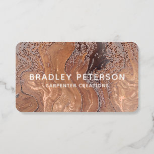 Stylish Modern Wood Carpentry Construction Foil Spot Gloss Business Cards