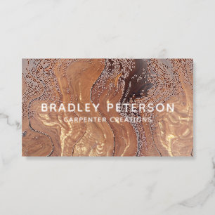 Stylish Modern Wood Carpentry Construction Foil Spot Gloss Business Cards
