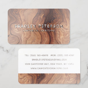 Stylish Modern Wood Carpentry Construction Raised Spot UV Business Card