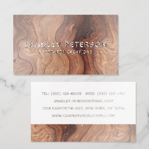 Stylish Modern Wood Carpentry Construction Raised Spot UV Business Card