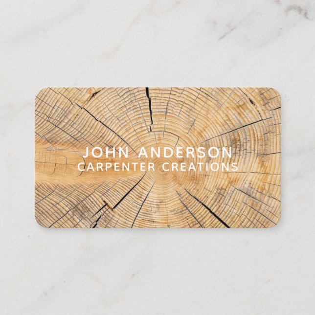 Stylish Modern Wooden Carpentry Business Card (Front)