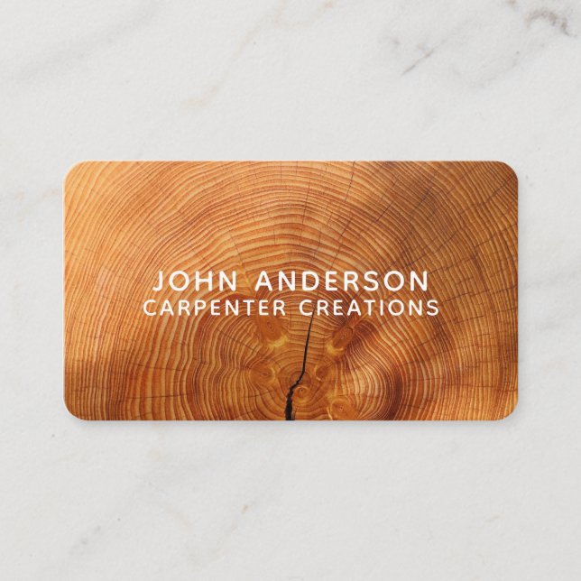 Stylish Modern Wooden Carpentry Business Card (Front)