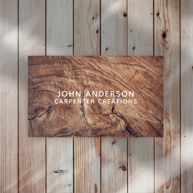 Stylish Modern Wooden Carpentry Business Card (Creator Uploaded)