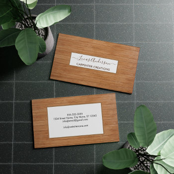 Stylish Modern Wooden Carpentry Construction Busin Business Card by Custom_Your_Logo at Zazzle