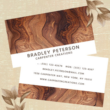 Stylish Modern Wooden Carpentry Construction Busin Business Card by EvcoStudio at Zazzle