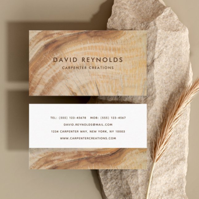 Stylish Modern Wooden Carpentry Construction Busin Business Card (Creator Uploaded)