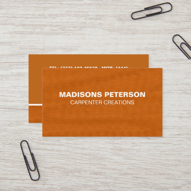 Stylish Modern Wooden Carpentry Construction  Business Card (Front/Back In Situ)