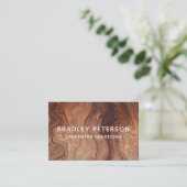 Stylish Modern Wooden Carpentry Construction Business Card (Standing Front)