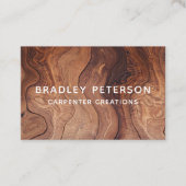 Stylish Modern Wooden Carpentry Construction Business Card (Front)