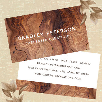 Stylish Modern Wooden Carpentry Construction Business Card by EvcoStudio at Zazzle