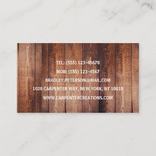 Stylish Modern Wooden Carpentry Construction Business Card