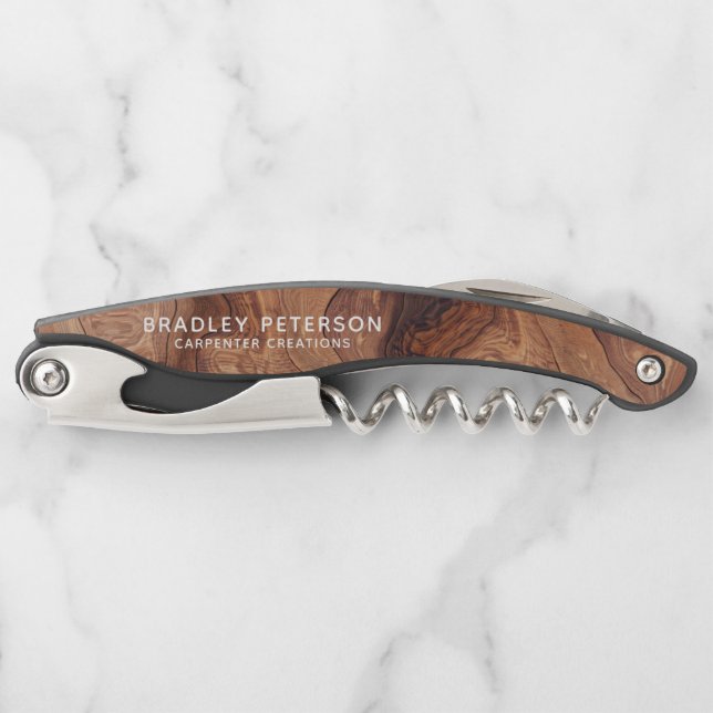 Stylish Modern Wooden Carpentry Construction Waiter's Corkscrew (Front)