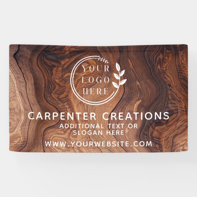 Stylish Modern Wooden Carpentry Logo Banner (Horizontal)