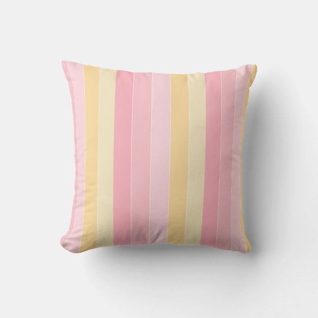 Stylish Modern Yellow Pink White Stripes Template Throw Pillow (Front)